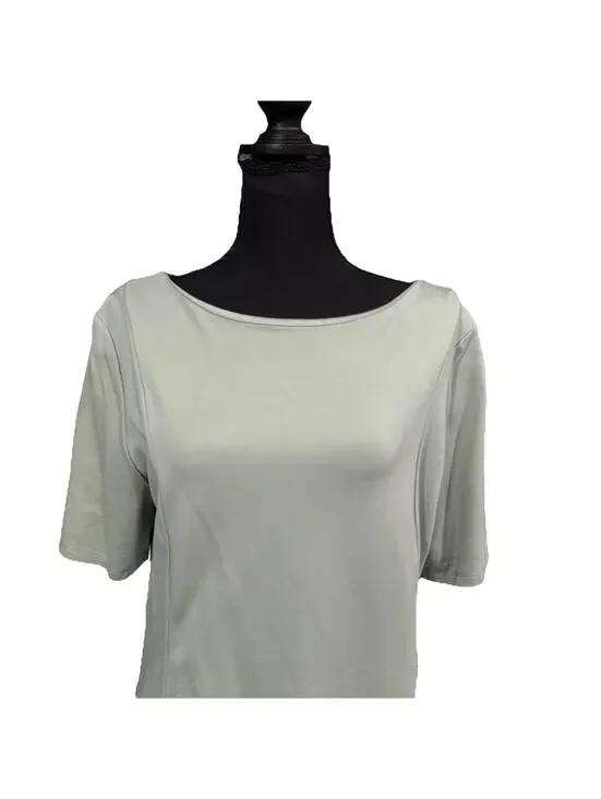 TAHARI Women’s Seamed Front Stretch Soft Boat Neck Top in Moss Green-Size XL - Picture 3 of 9